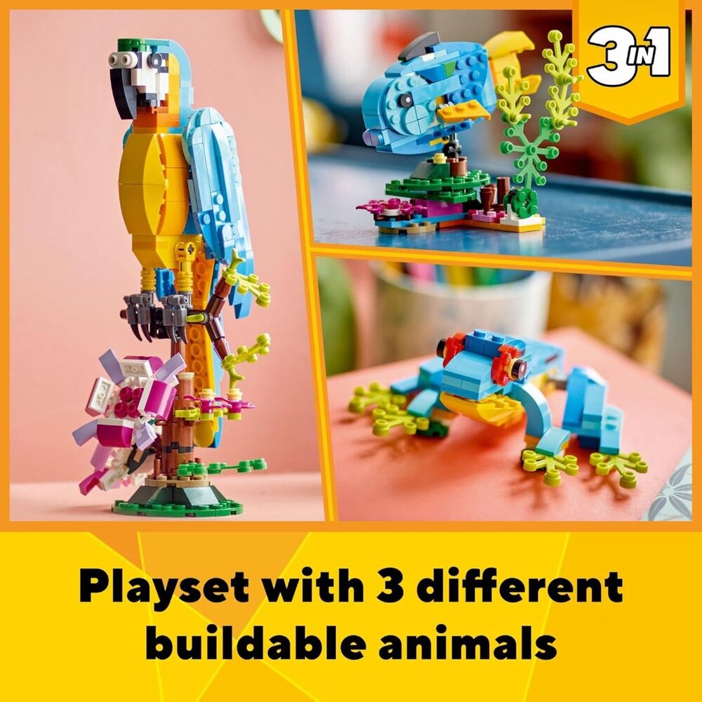 Lego Creator 3in1 Exotic Parrot Macaw Fish Frog Lego Set 253 Pieces CHRISTMAS Ma - Picture 8 of 15